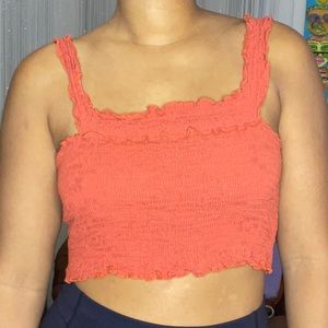 Orange Ruched Crop Tank